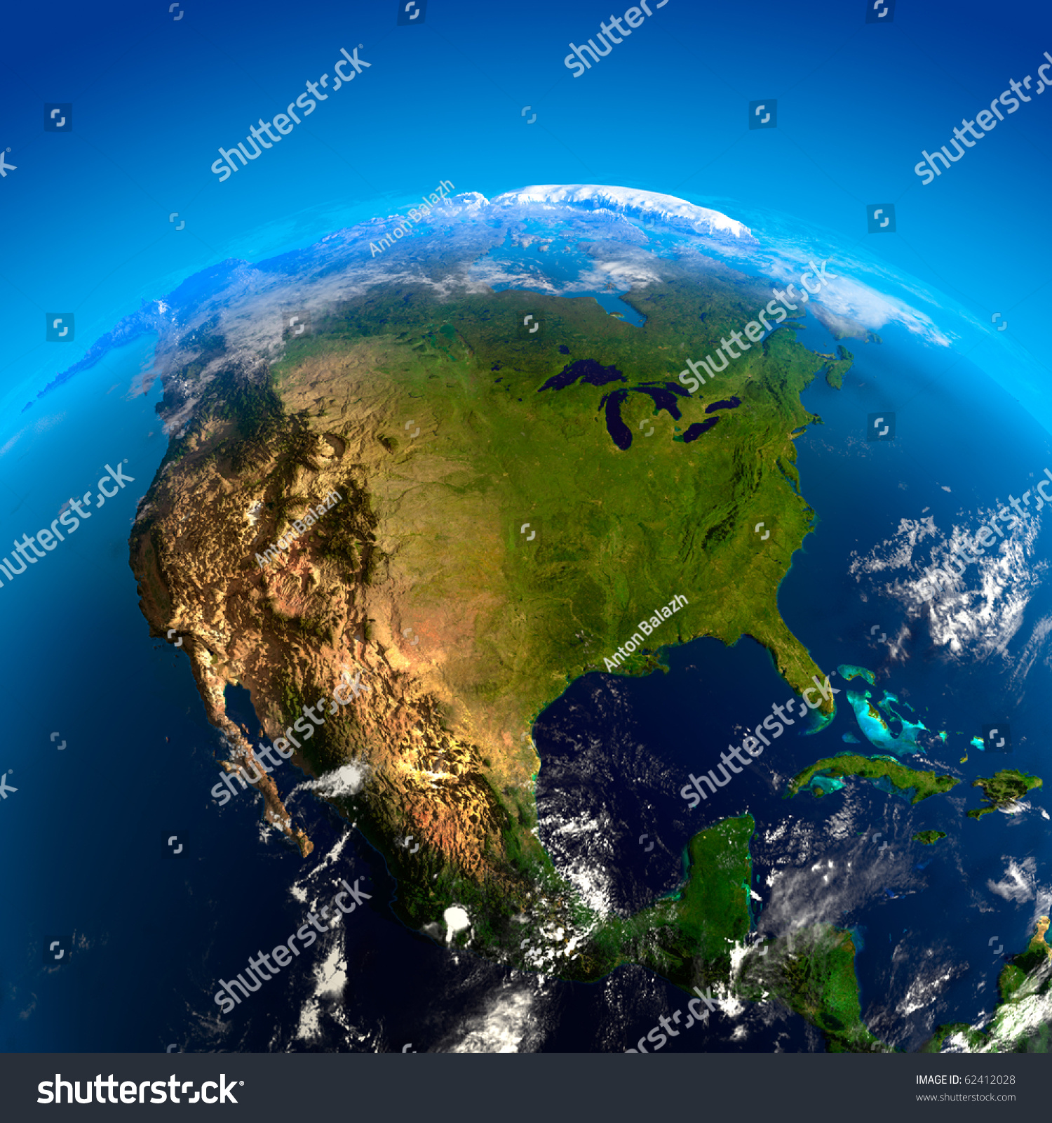 Beautiful Earth - North America From Space Stock Photo 62412028 ...