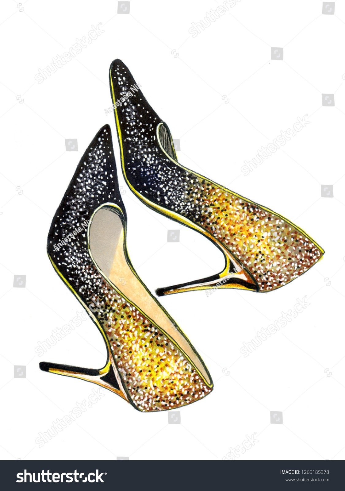 black and gold sparkly shoes