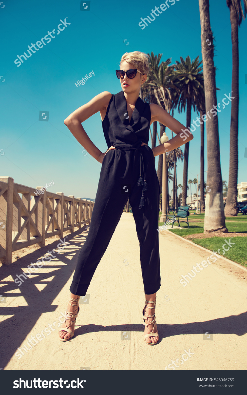 Beautiful Fashionable Young Woman Posing Park Stock Photo Edit