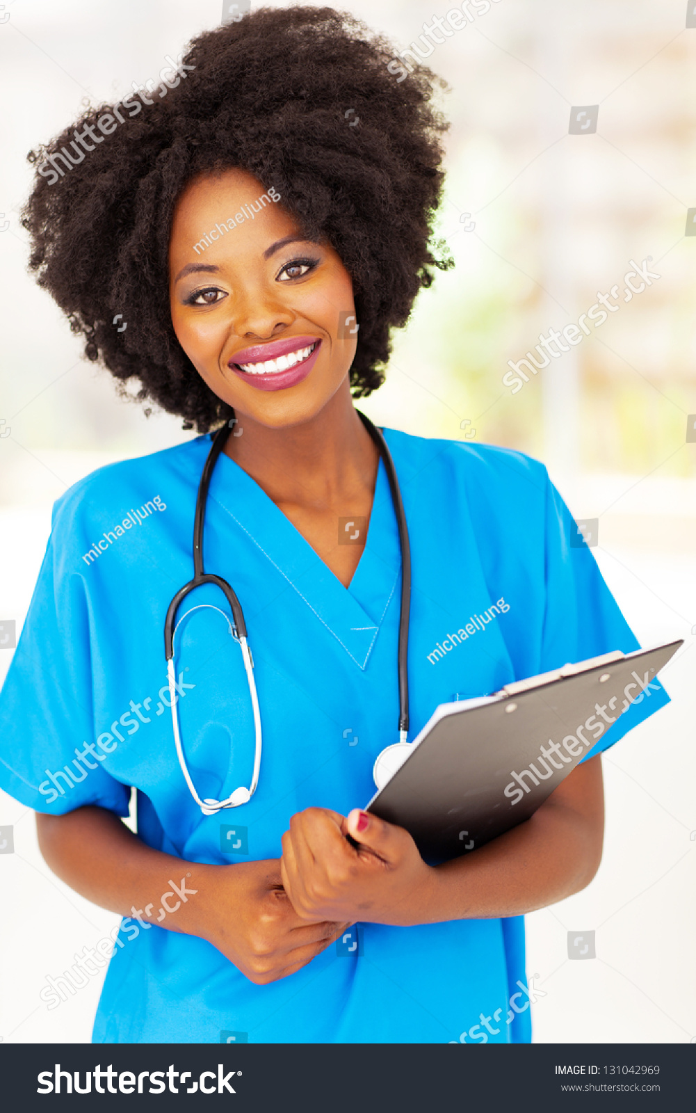 Beautiful Female African American Medical Professional In Office Stock ...