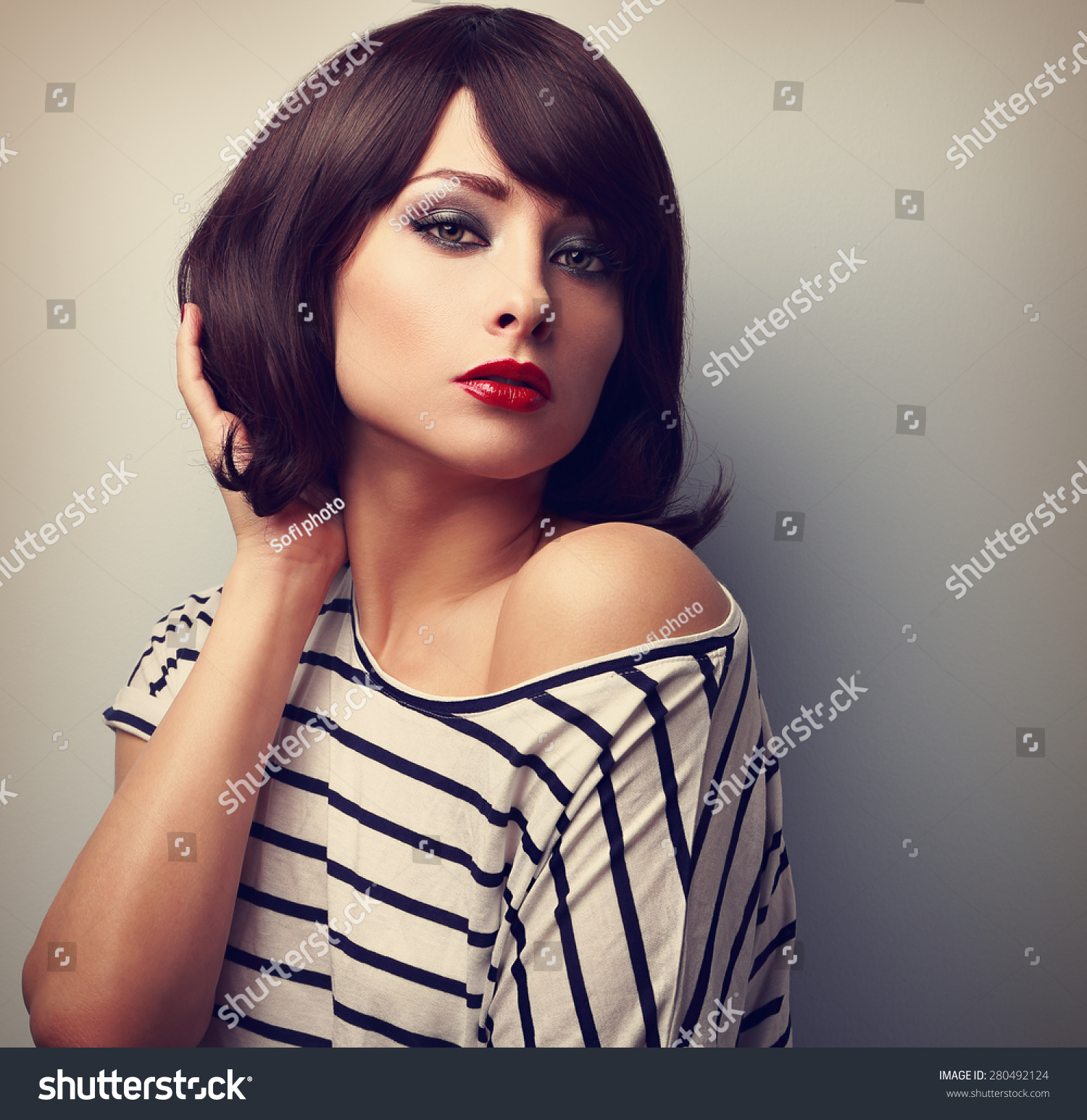 Beautiful Female Model Short Hair Style Stock Photo Edit Now