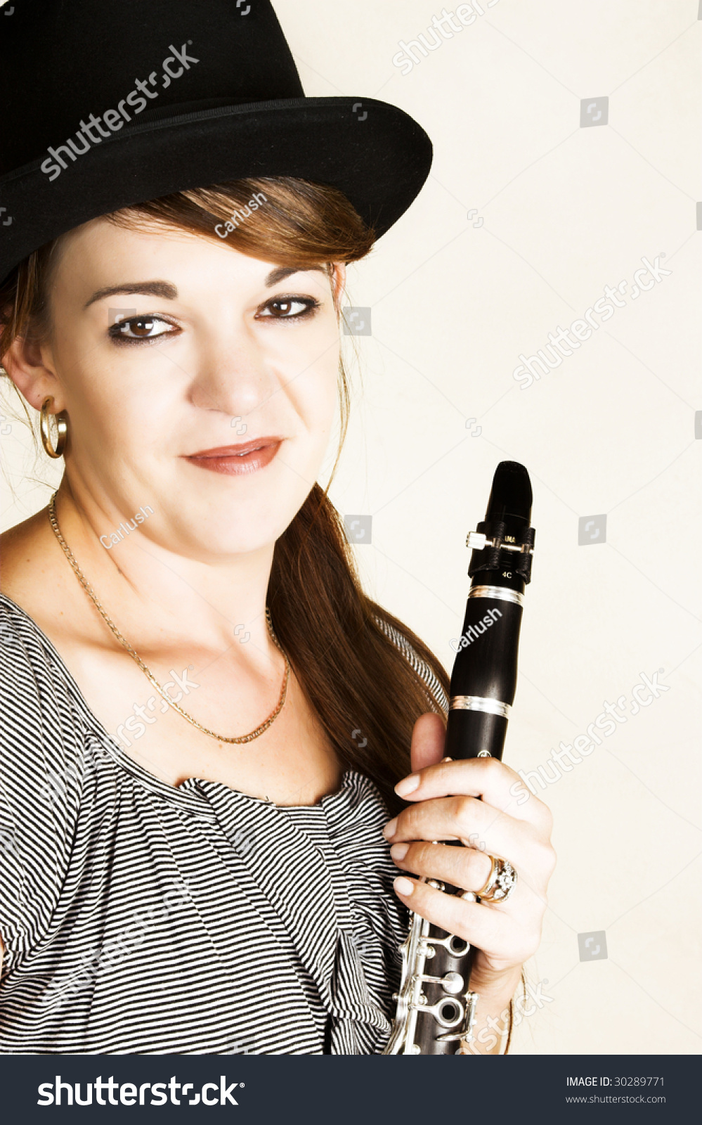 Beautiful Female Musician Posing With Her Flute Stock Photo 30289771 ...