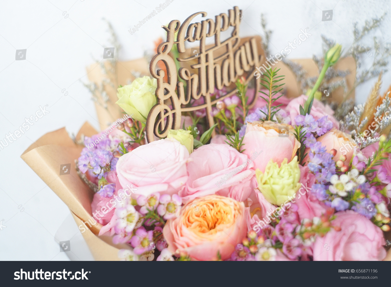 Beautiful Flower Bouquet Happy Birthday Stock Photo Edit Now 656871196