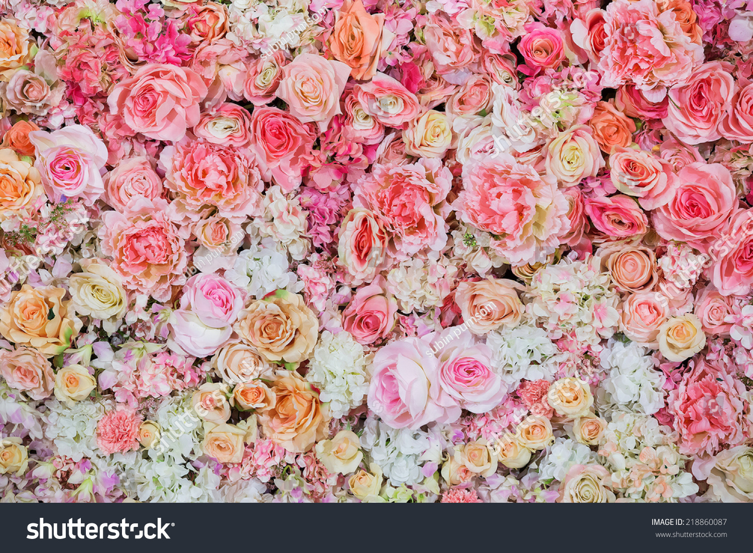 Beautiful Flowers Background Wedding Scene Stock Photo (Edit Now) 218860087