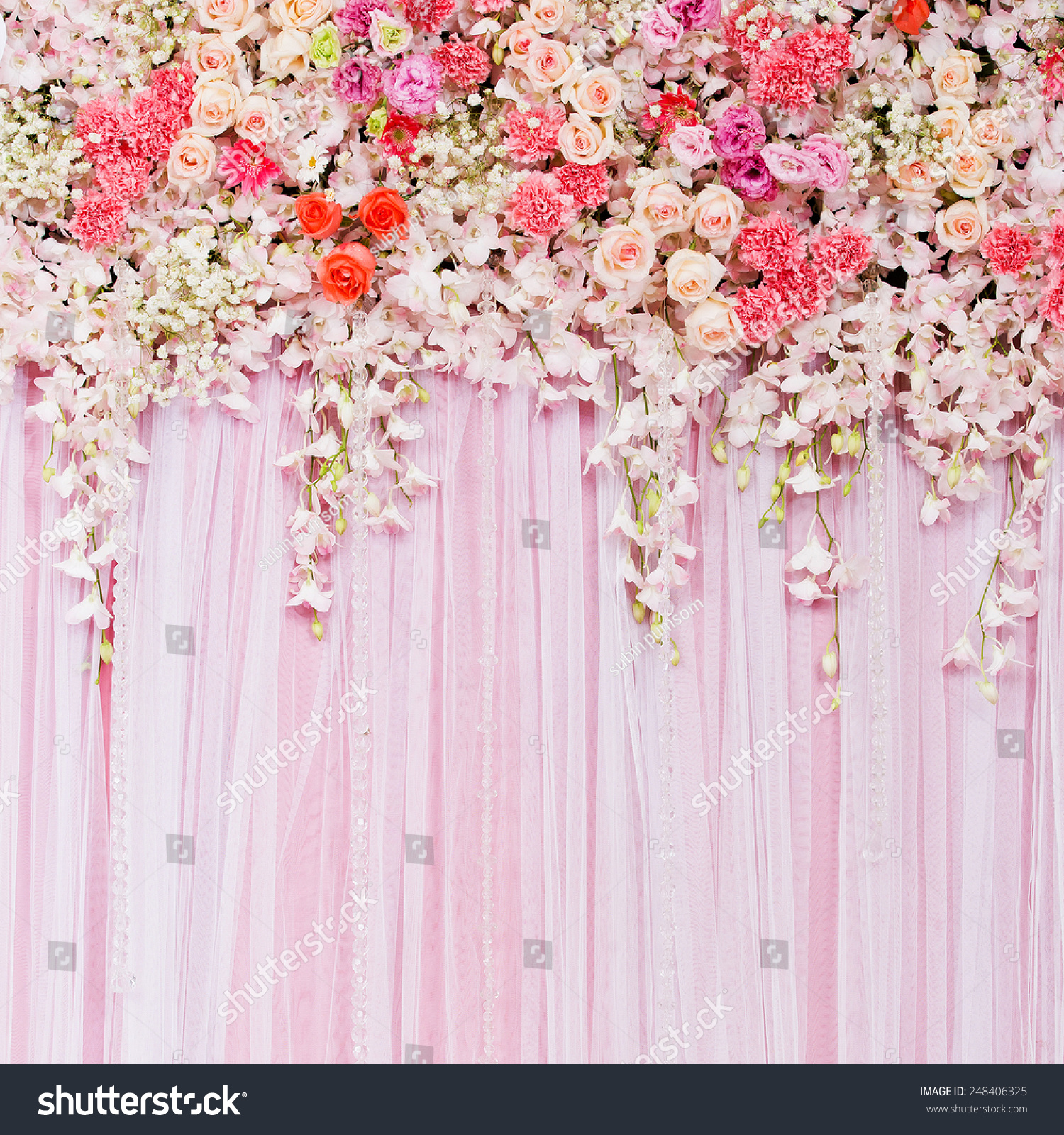  Beautiful  Flowers Background  Wedding  Scene Stock Photo 