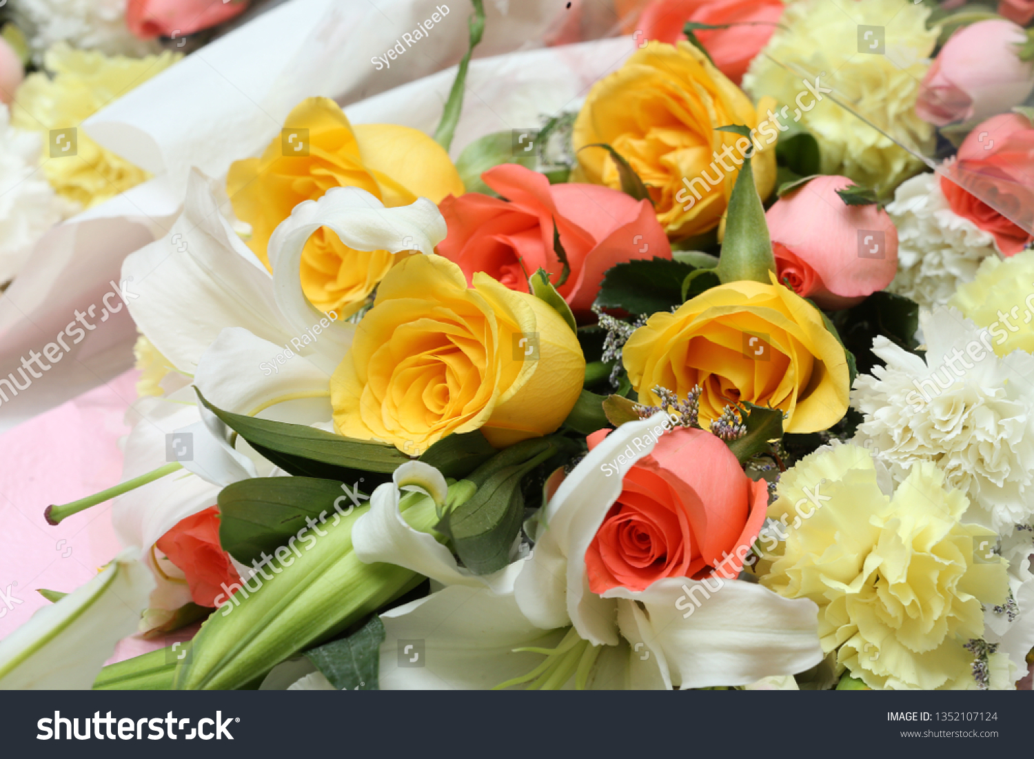 Beautiful Flowers Bunch Colorful Rose Stock Photo Edit Now 1352107124