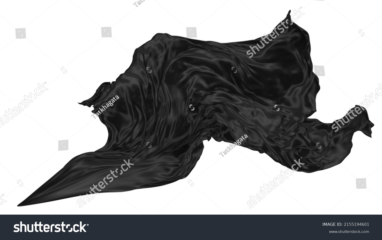 Beautiful Flowing Cloth Flying Wind Black Stock Illustration 2155194601 ...