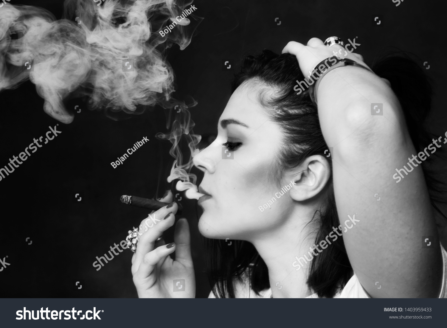 Beautiful Girl Chilling Smoking Cigarillo Stock Photo 1403959433 ...