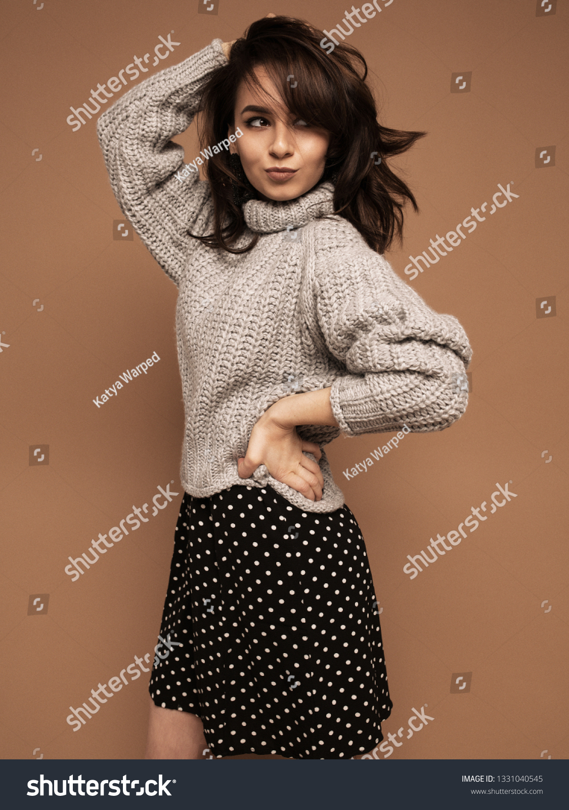 gray polka dot sweater