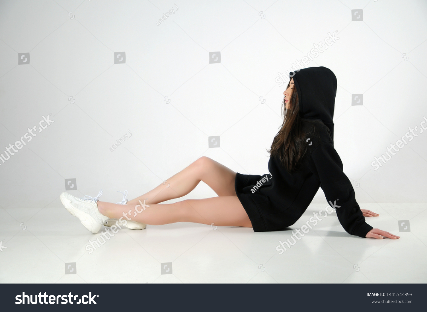 beautiful girl in black hoodie