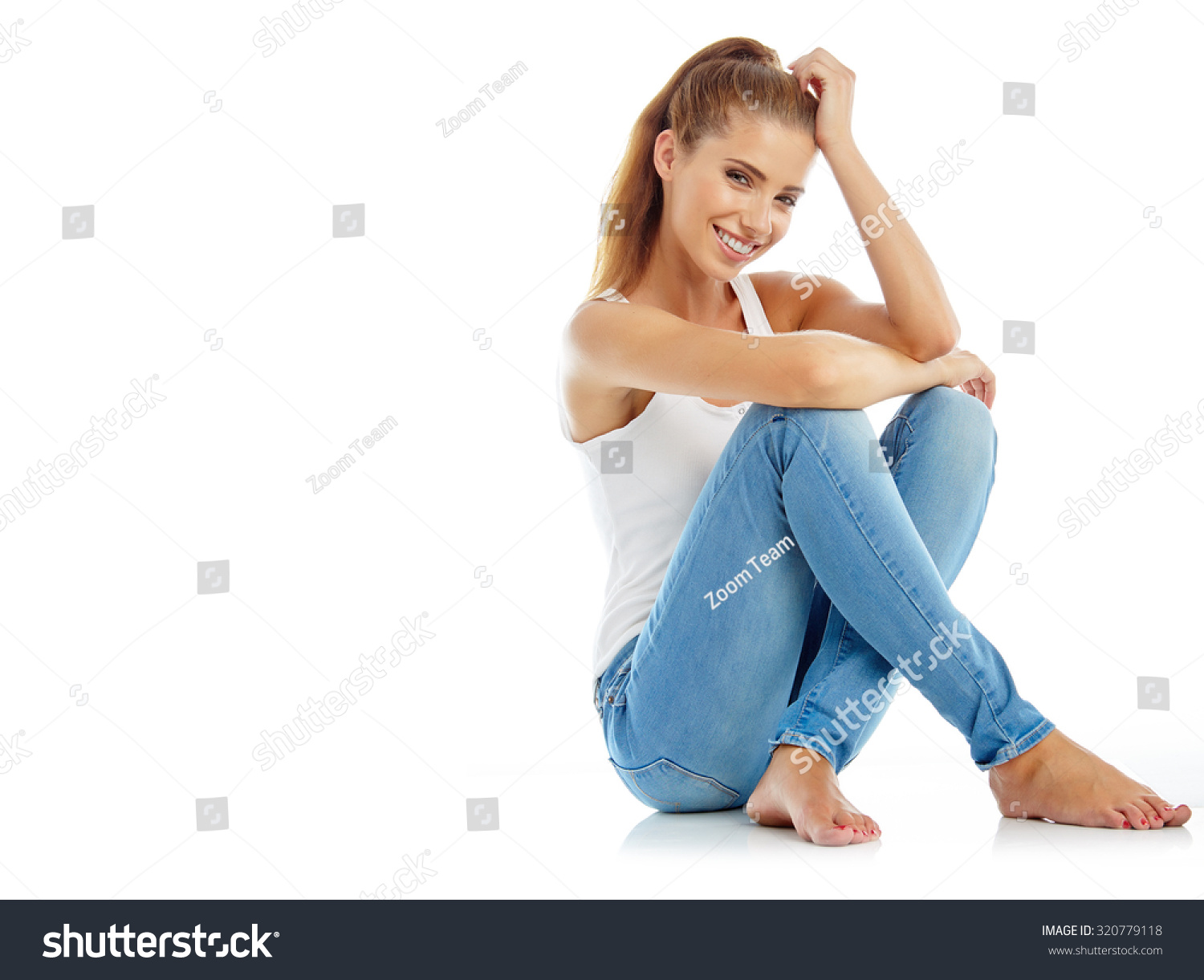 Beautiful Girl Fashion Stylish Jeans Isolated Stock Photo (Edit Now ...