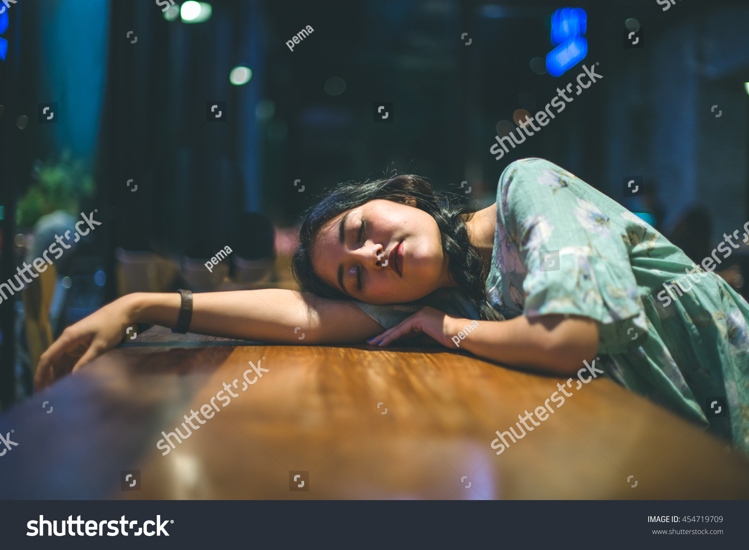Beautiful Girl Lay Down On Desk Stock Photo Edit Now 454719709
