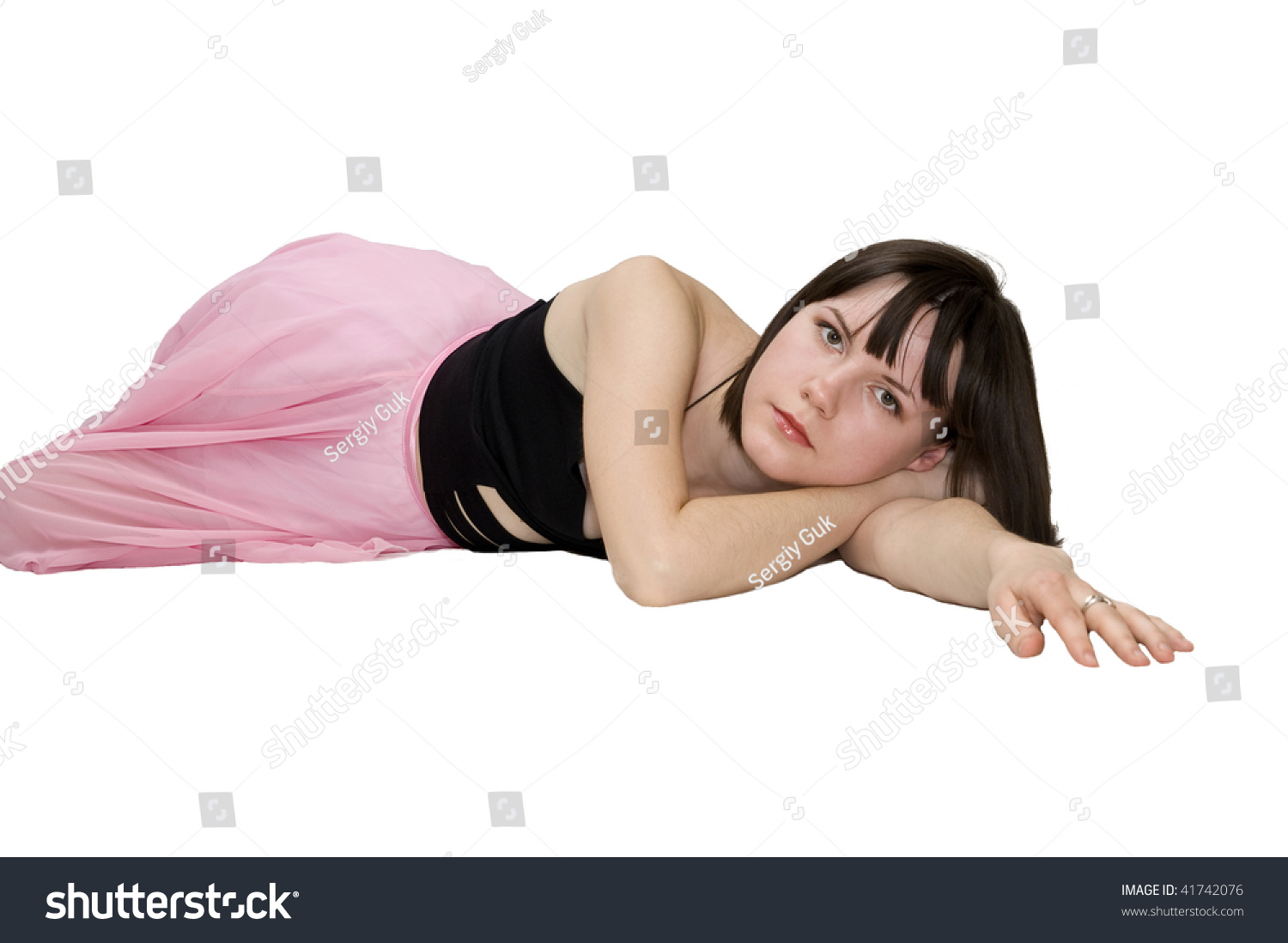 Beautiful Girl Lying On Her Stomach Stock Photo Edit Now