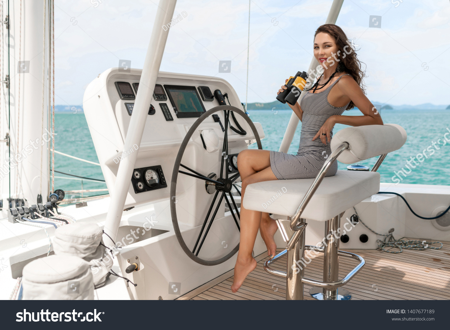 Beautiful Girl On Board Sailing Yacht Stock Photo Edit Now