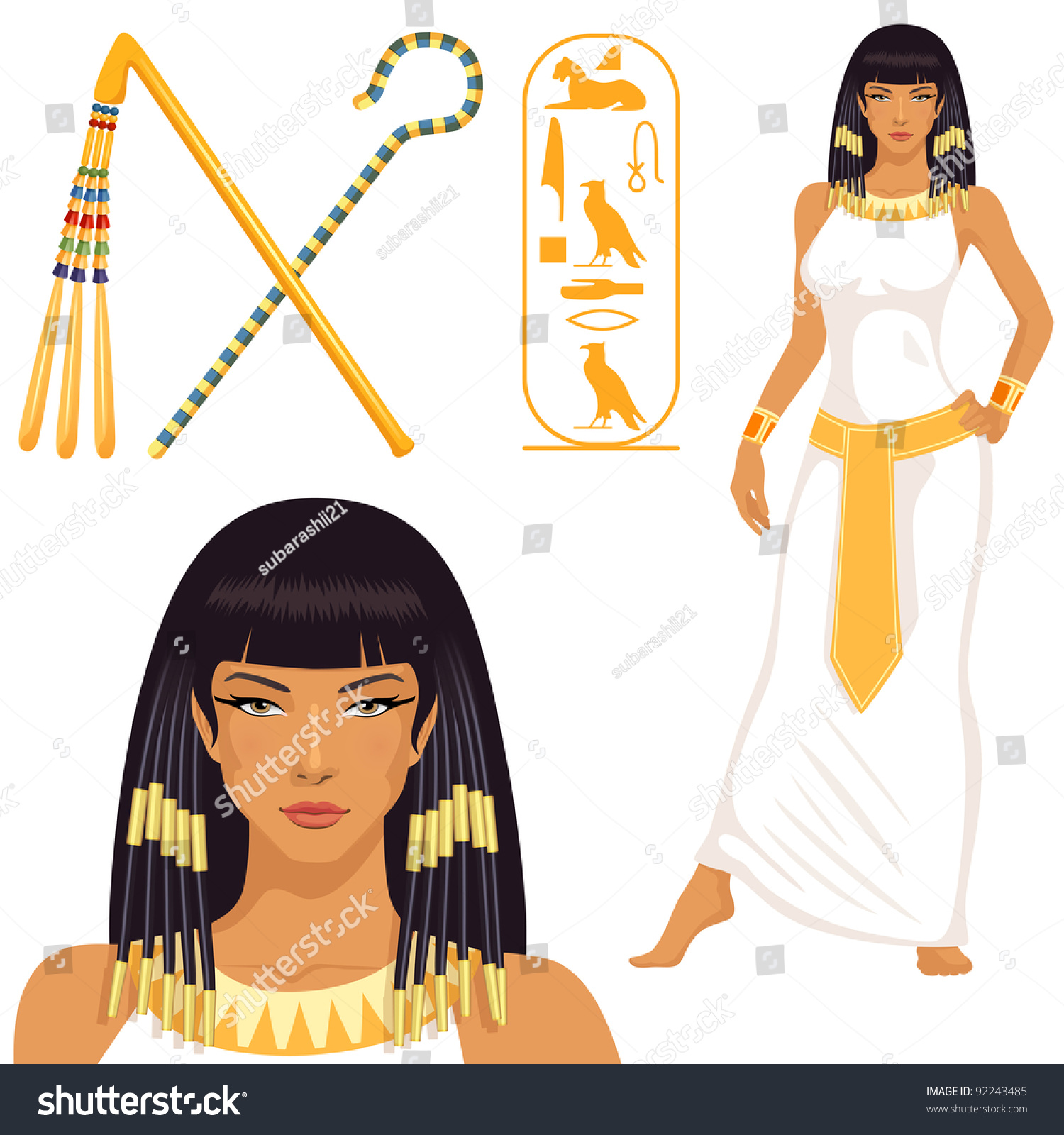 Beautiful Girl Stylized Into Cleopatra, Her Name Written In Egyptian ...