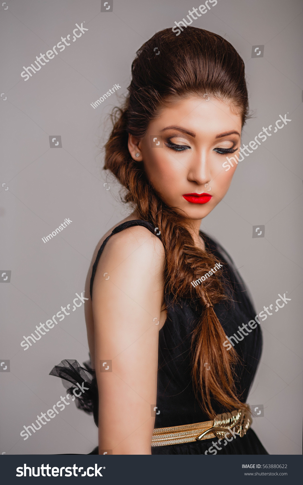 Beautiful Girl Bright Makeup Red Lips Stock Photo Edit Now