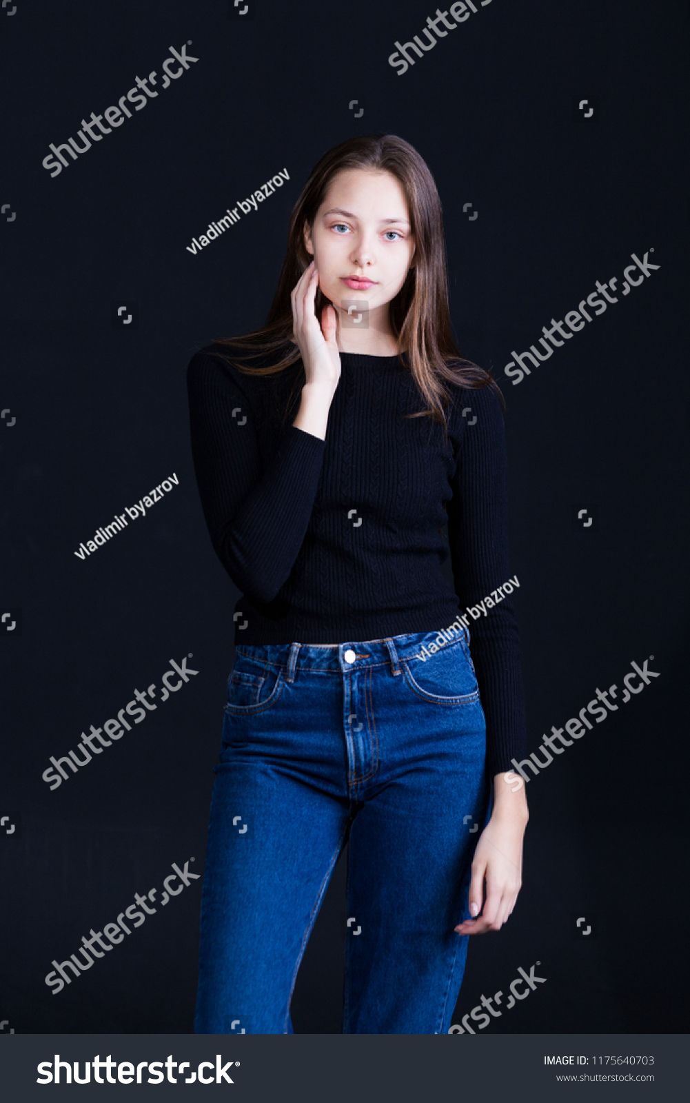 Beautiful Girl Brown Hair Blue Eyes Stock Photo Edit Now