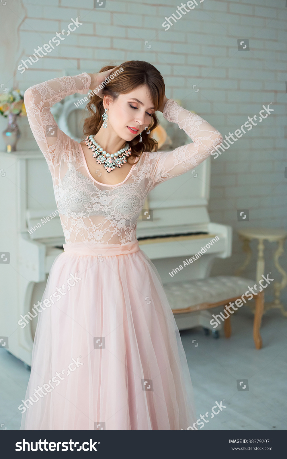 pastel peach gown