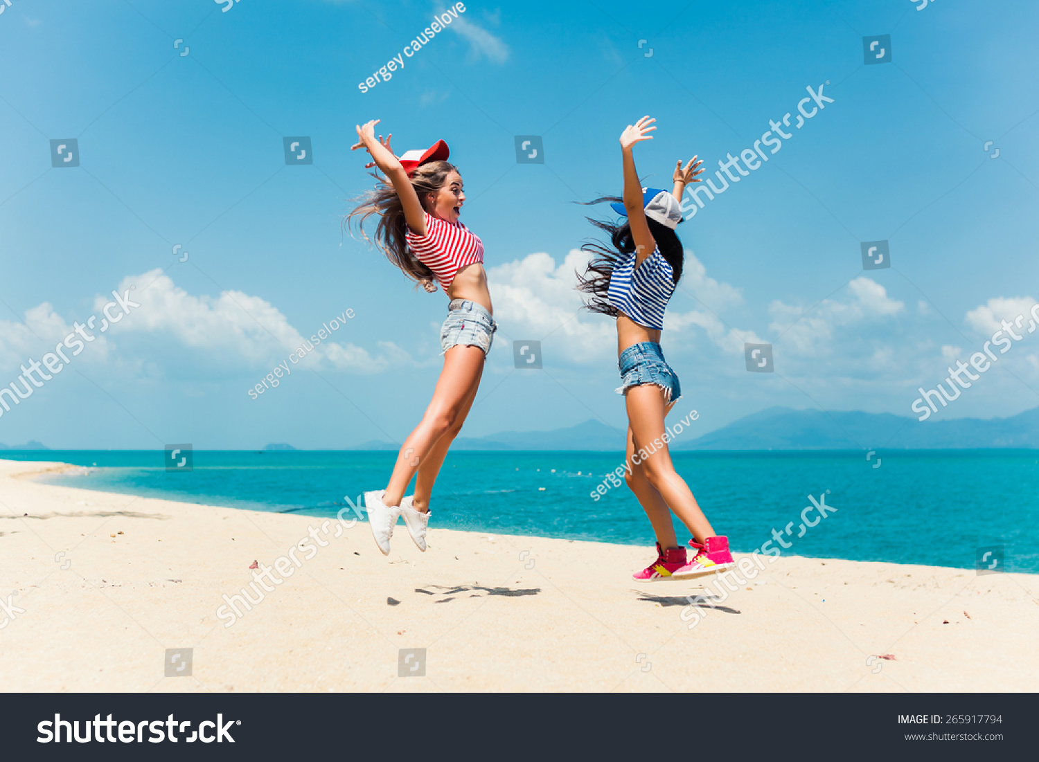 caps on the beach