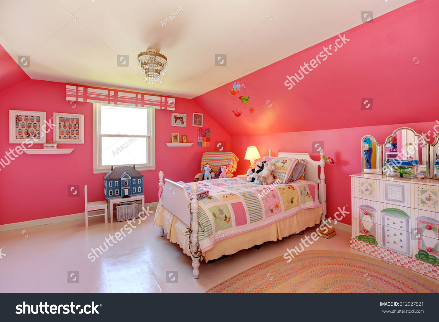 Beautiful Girls Room Bright Pink Color Stock Photo 212927521 Beautiful Girls Room Bright Pink Color Stock Photo 212927521