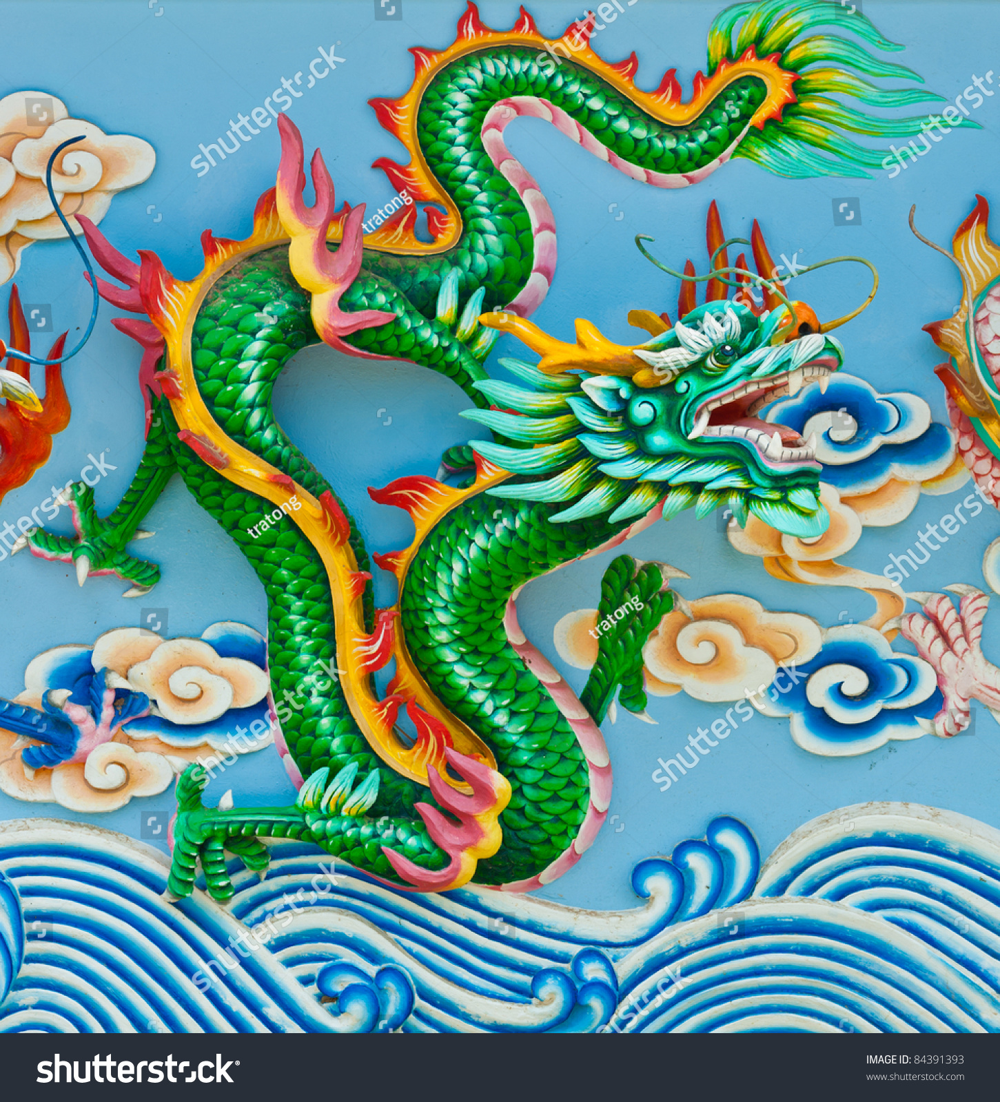 Beautiful Green Dragon Chinese Temple Thailand Stock Photo (Edit Now ...