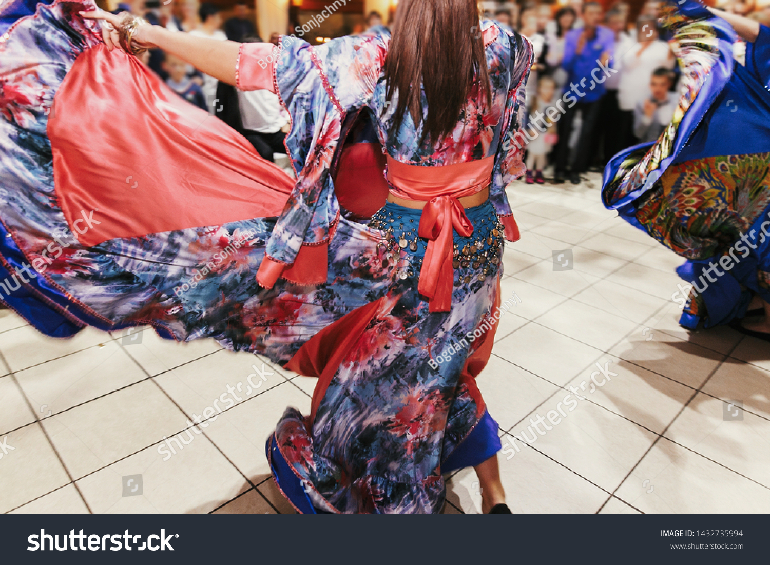 Beautiful Gypsy Girls Dancing Traditional Blue Stock Photo Edit