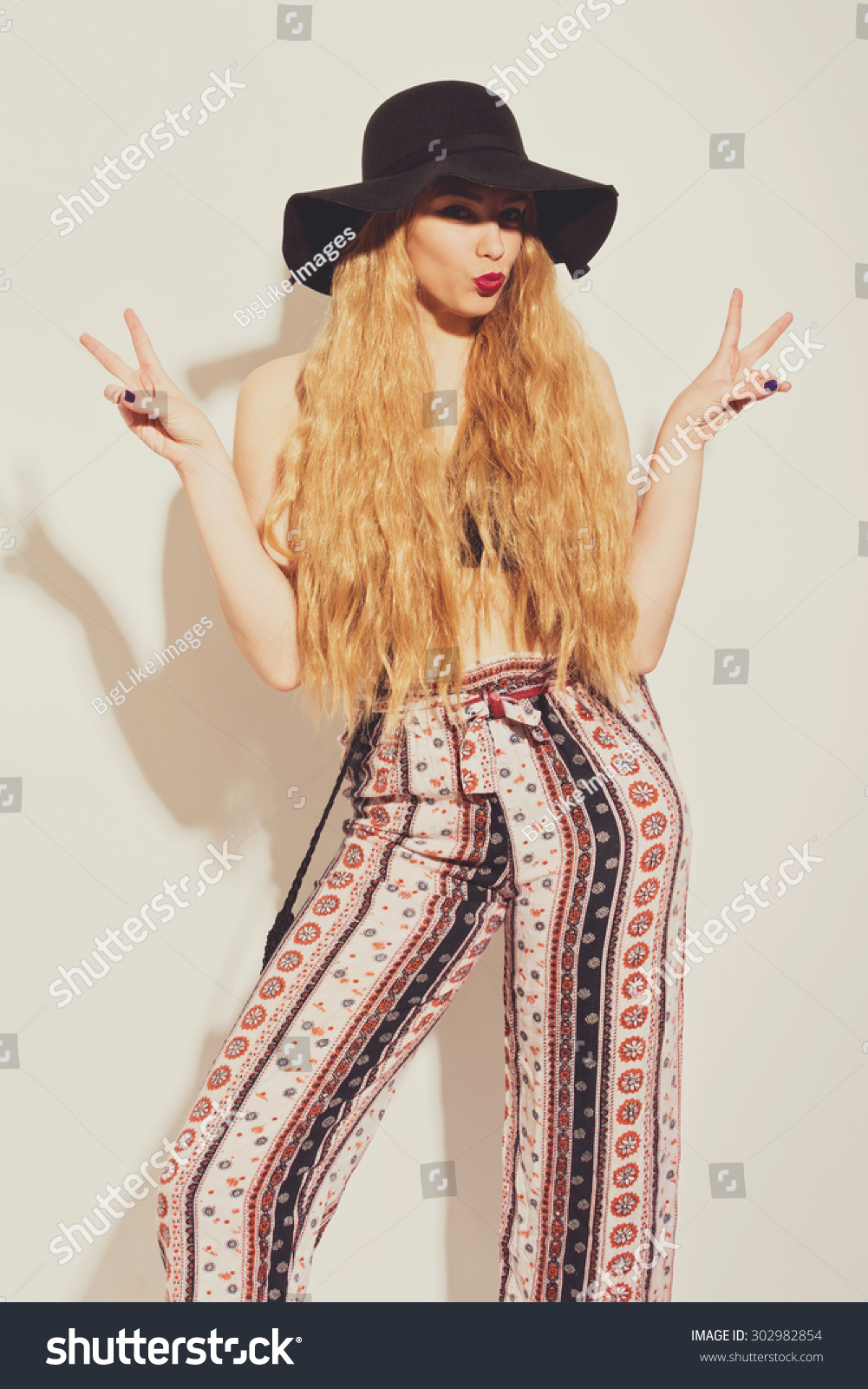 Beautiful Happy Boho Fashion Young Woman Stock Photo Edit Now
