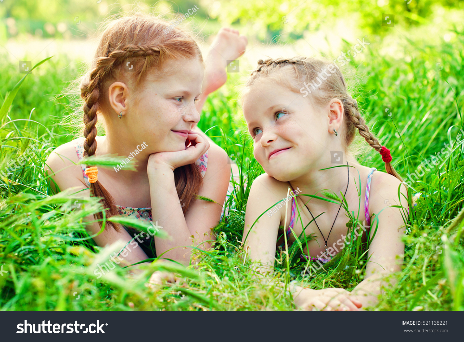 Beautiful Happy Girls Red Hair Outdoors Stock Photo (Edit Now ...