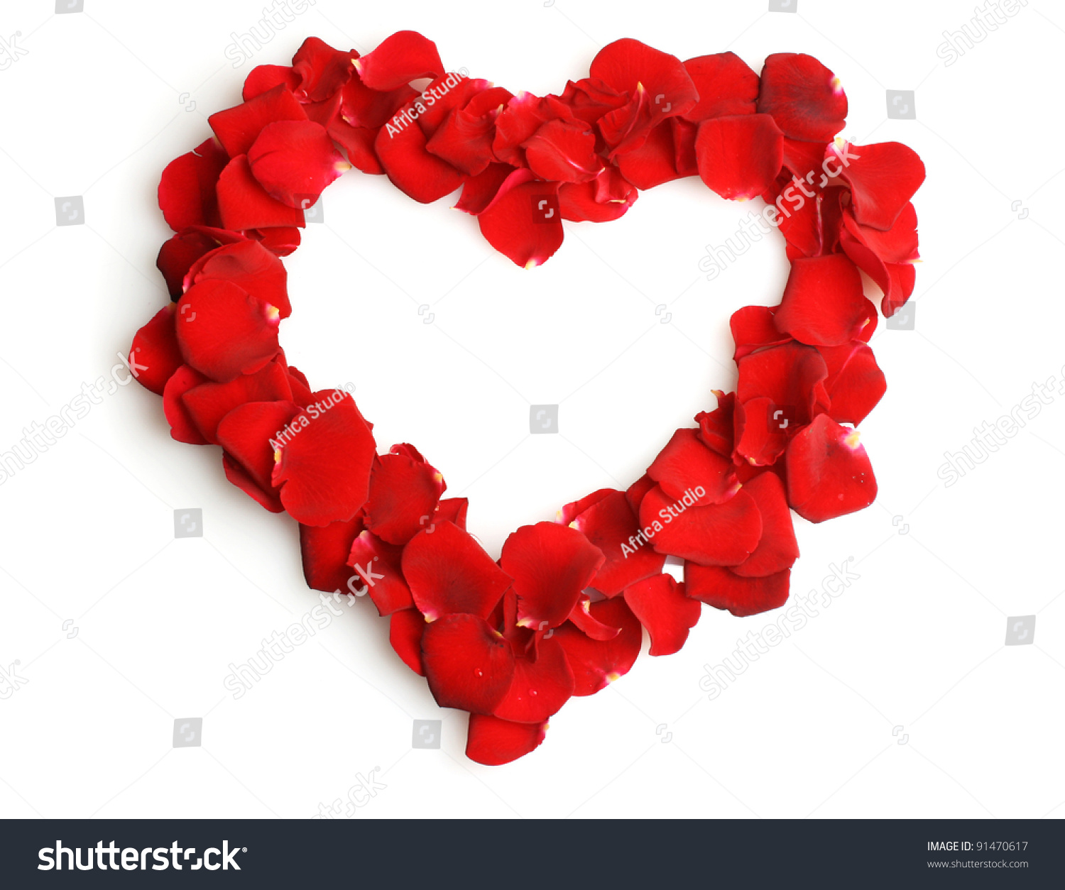 Beautiful Heart Red Rose Petals Isolated Stock Photo 91470617 ...