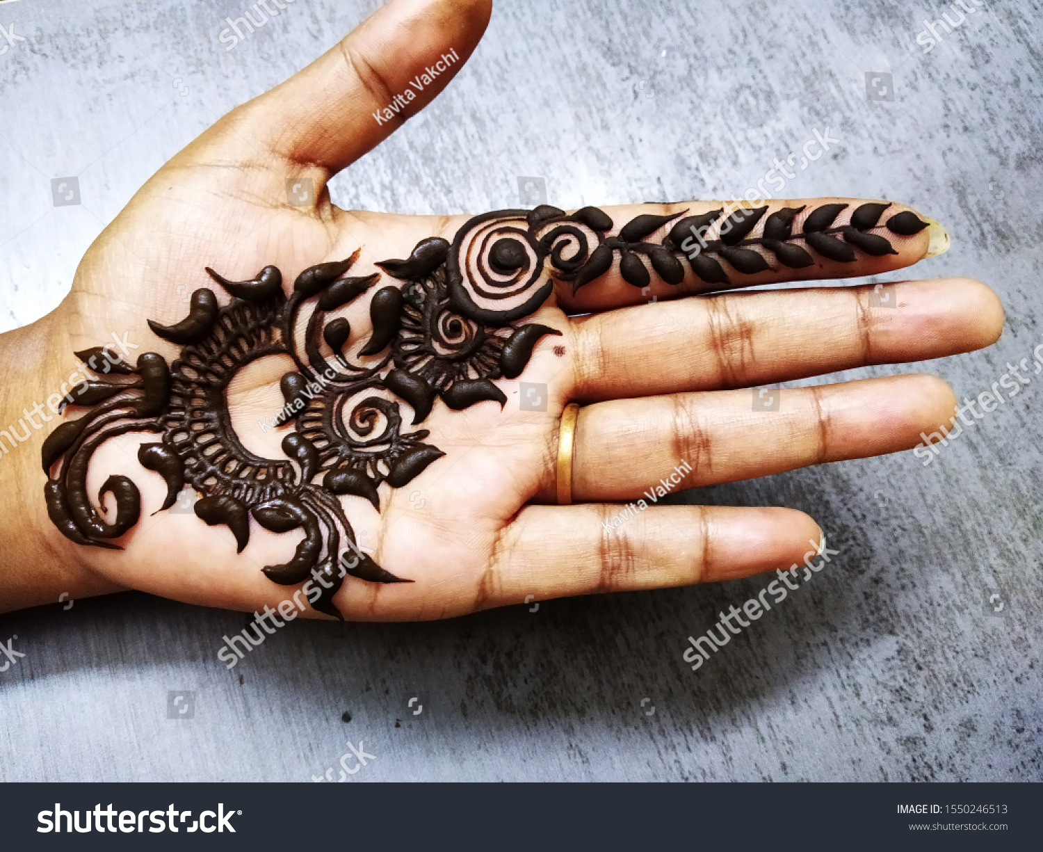 Beautiful Henna Design Front Back Hand Stock Photo Edit Now