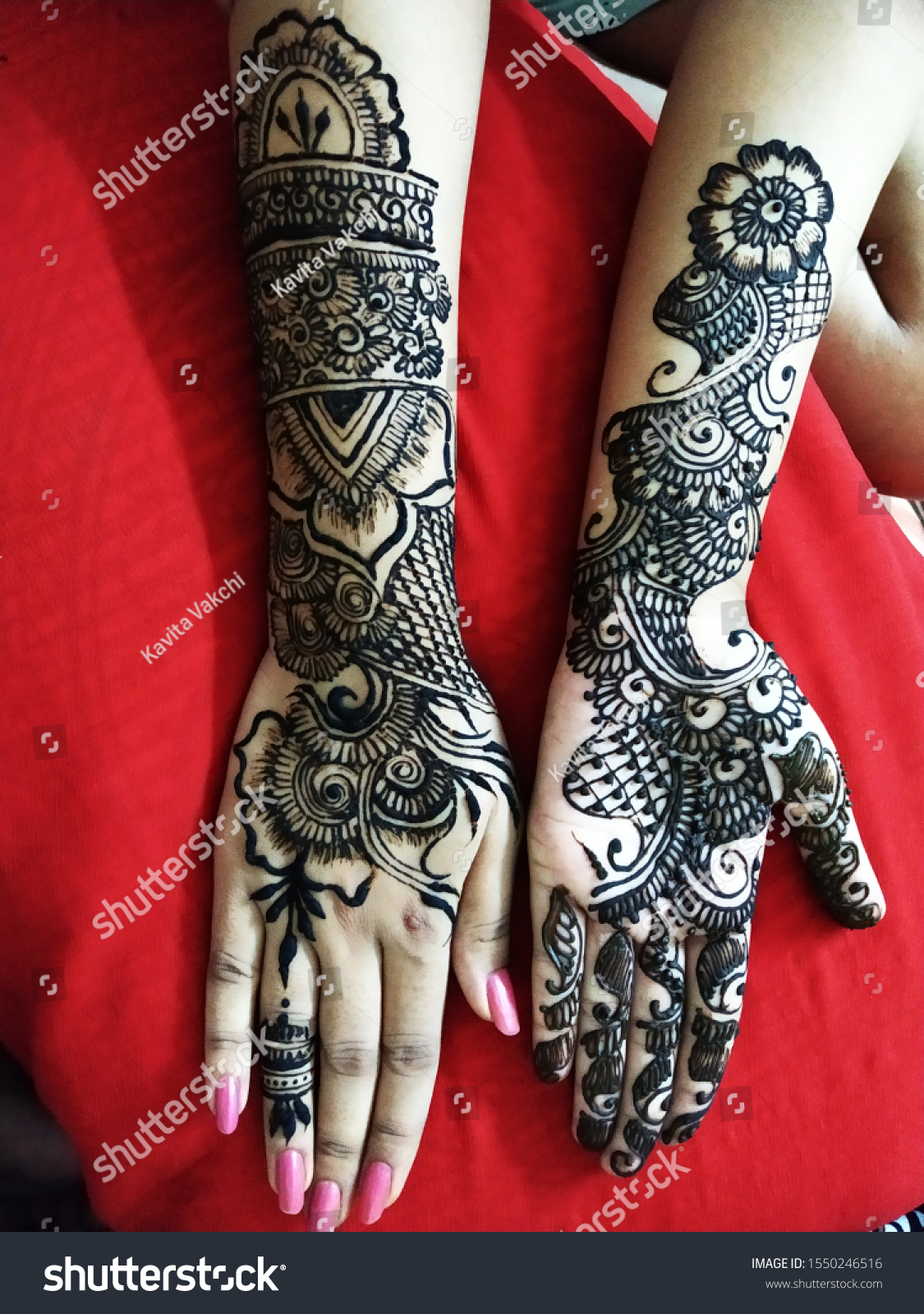 Beautiful Henna Design Front Back Hand Stock Photo Edit Now