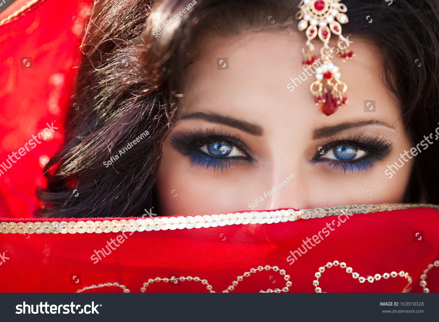 Beautiful Indian Woman Portrait Bright Makeup Stock Photo Edit Now