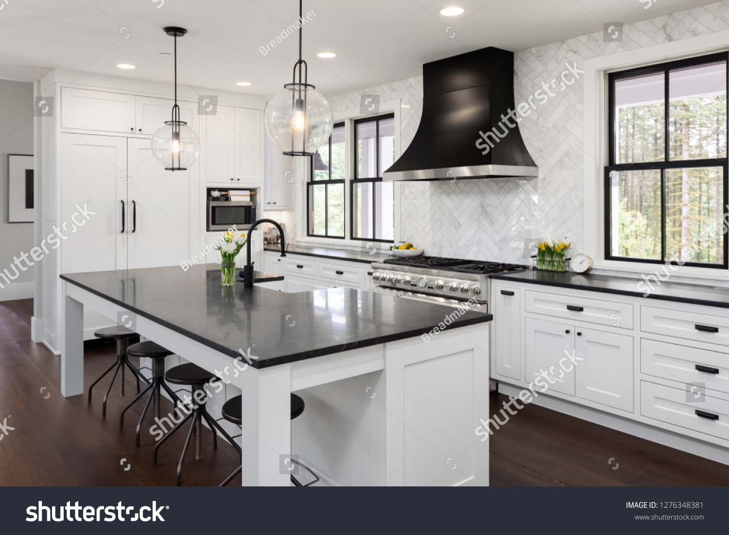 Beautiful Kitchen New Luxury Home White Stock Photo Edit Now