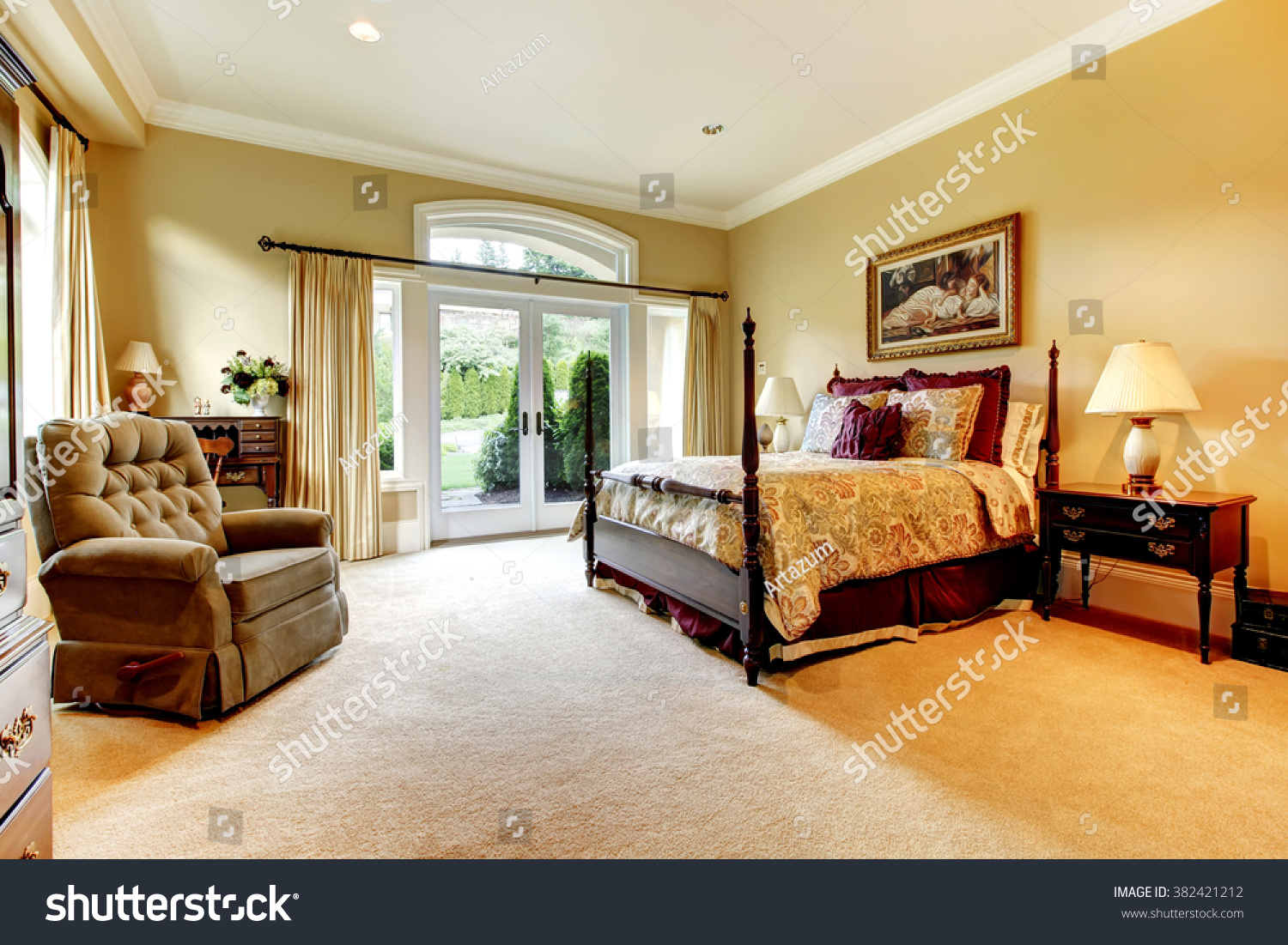 Beautiful Large Guest Bedroom Elegant Victorian Stock Photo