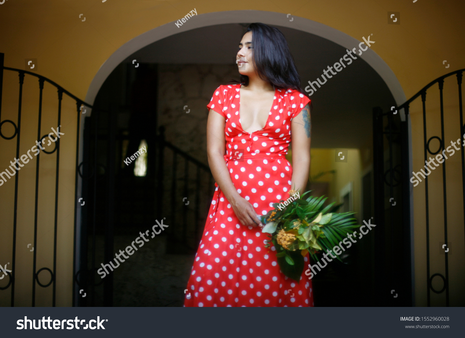 girls red spotty dress