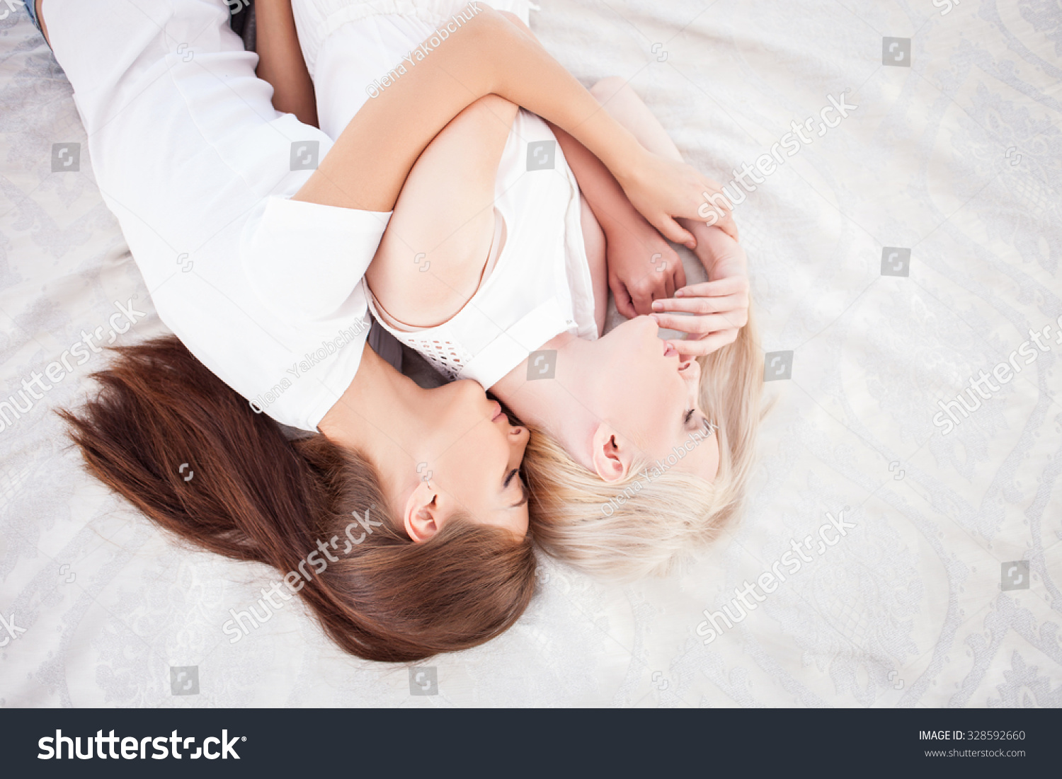 Beautiful Lesbian Couple Sleeping Bed Women Stock Photo Edit Now