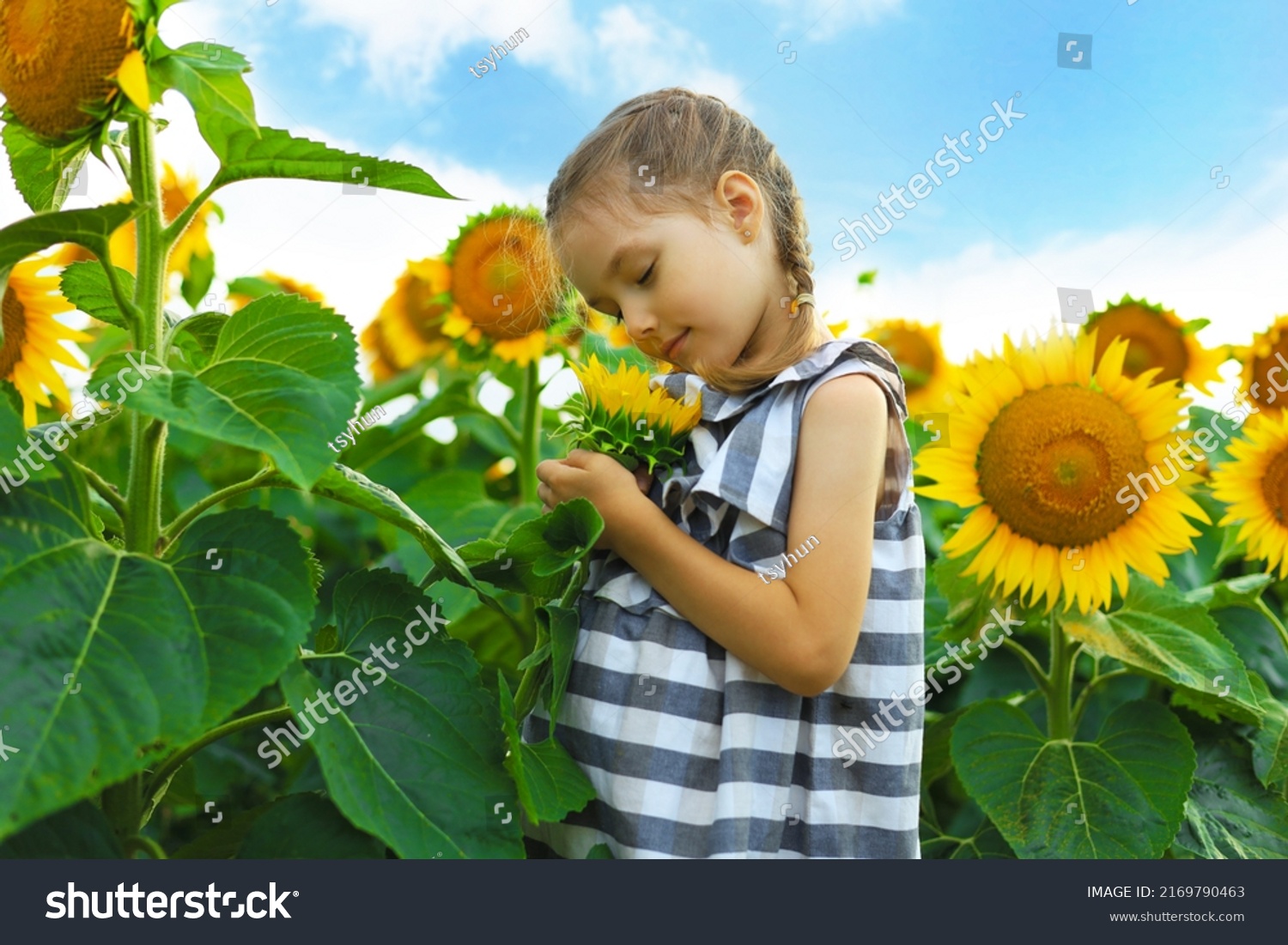 Beautiful Little Girl Enjoying Nature Happy Stock Photo 2169790463 ...