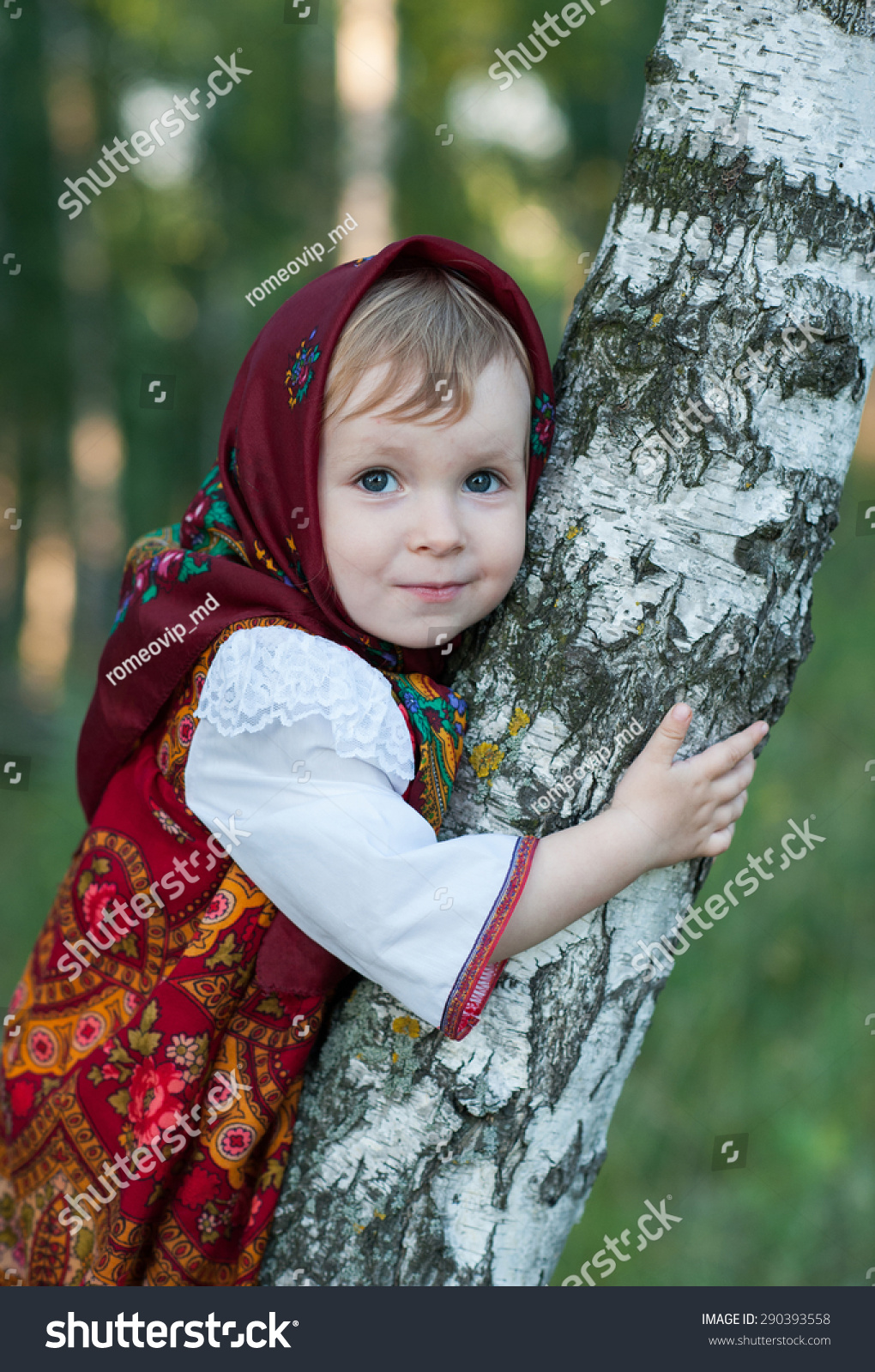 Beautiful Little Girl Russian Traditional Clothes Stock Photo 290393558 ...