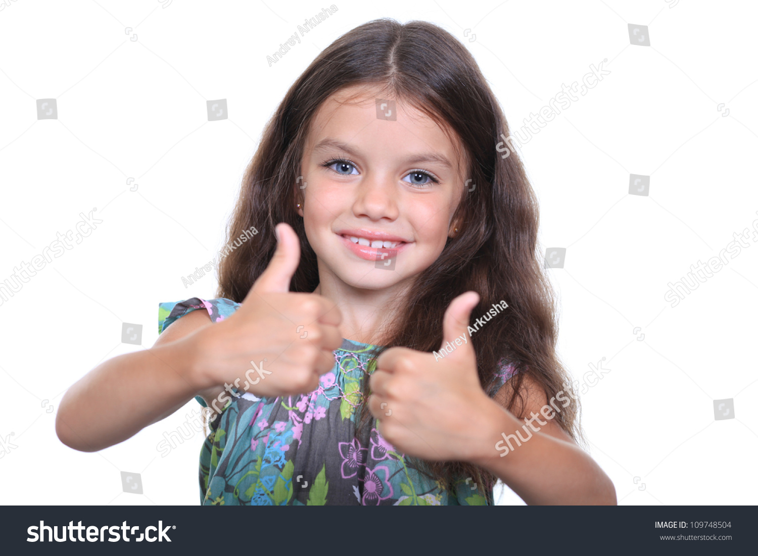 Beautiful Little Girl Shows Finger Sign Stock Photo (Edit Now) 109748504