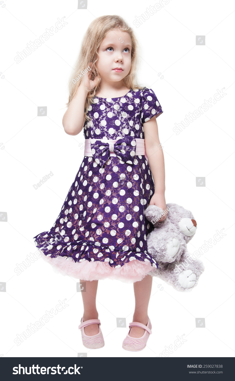 Beautiful Little Girl Teddy Bear Isolated Stock Photo 259027838 ...