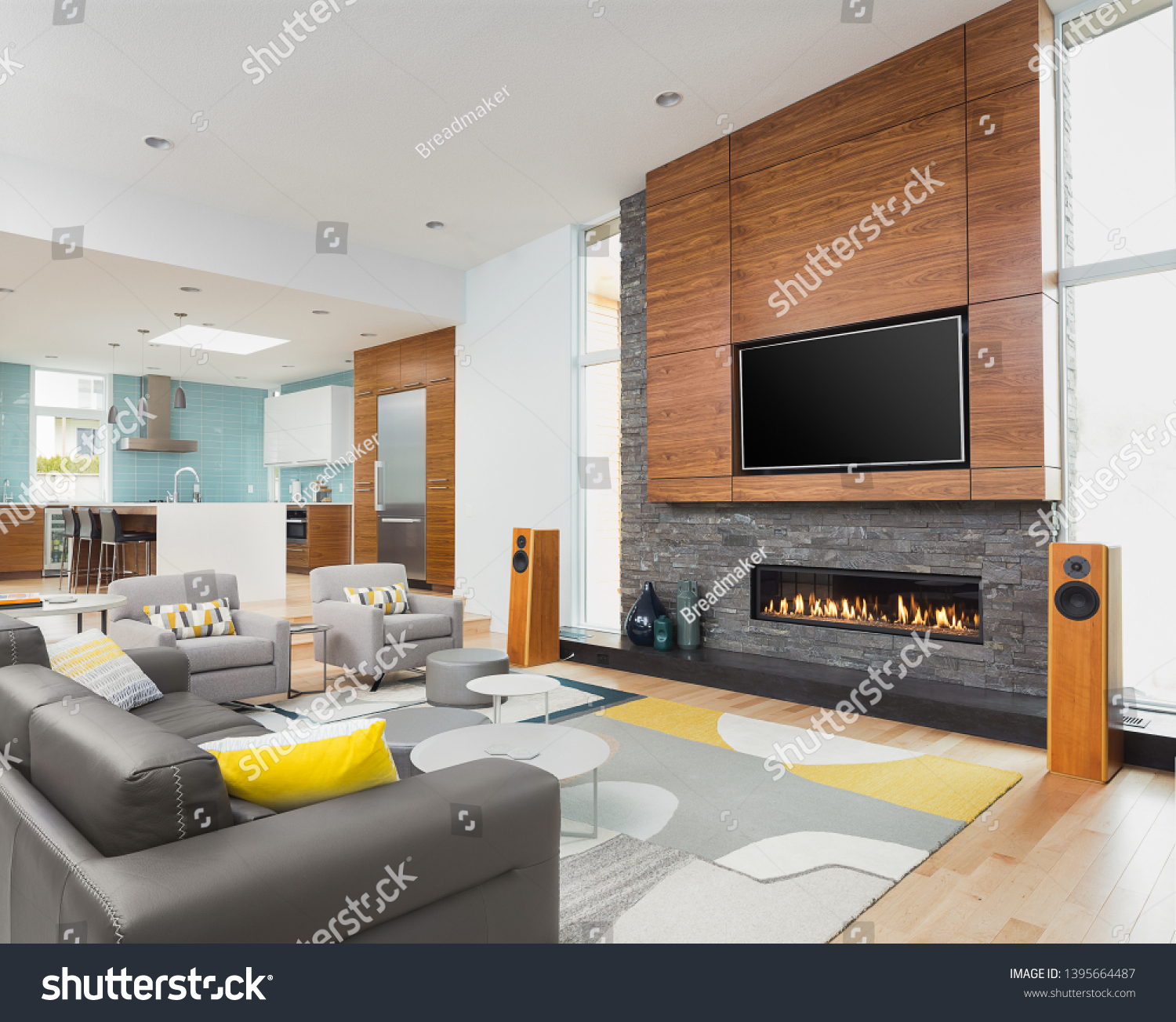 Beautiful Living Room Kitchen New Contemporary Stock Photo Edit Now 1395664487