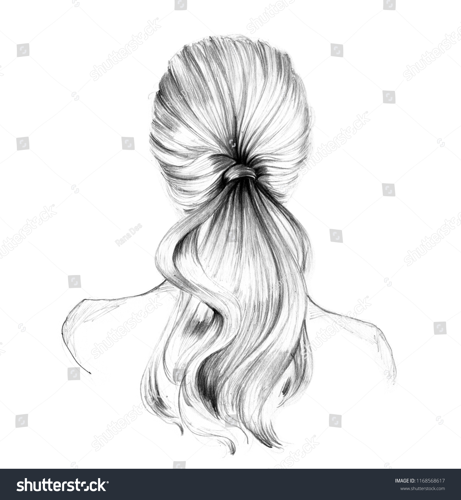 Beautiful Long Hair Young Woman Hairstyle Stock Illustration