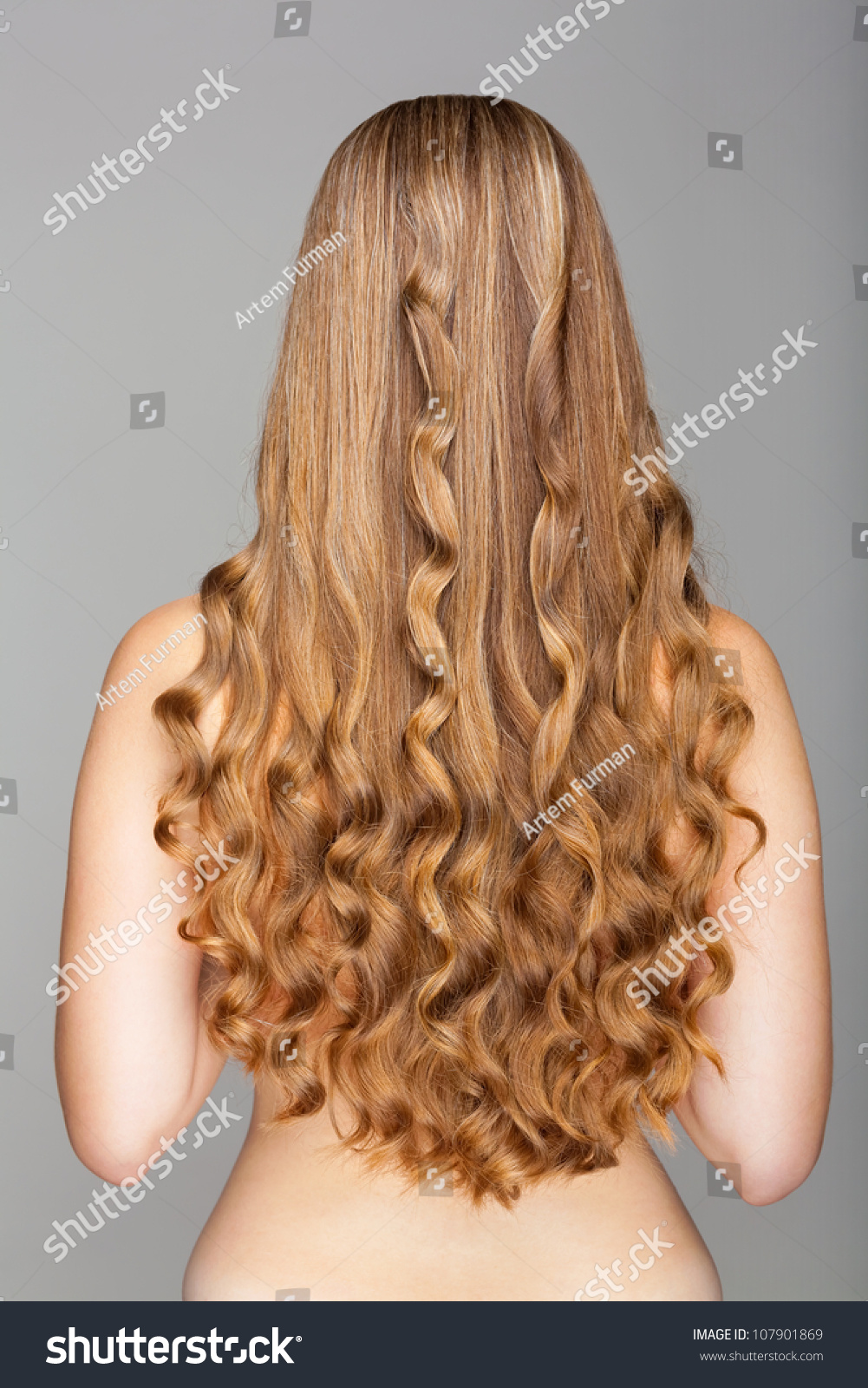 Beautiful Long Wavy Hair Back View Stockfoto Jetzt