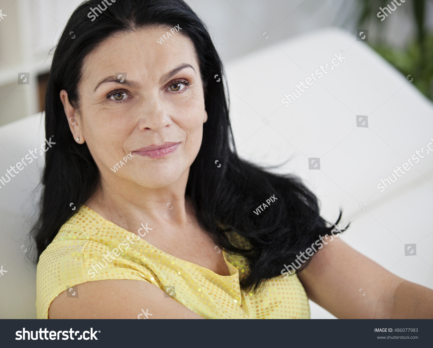 Beautiful Mature Woman At Home Stock Photo 486077983 : Shutterstock