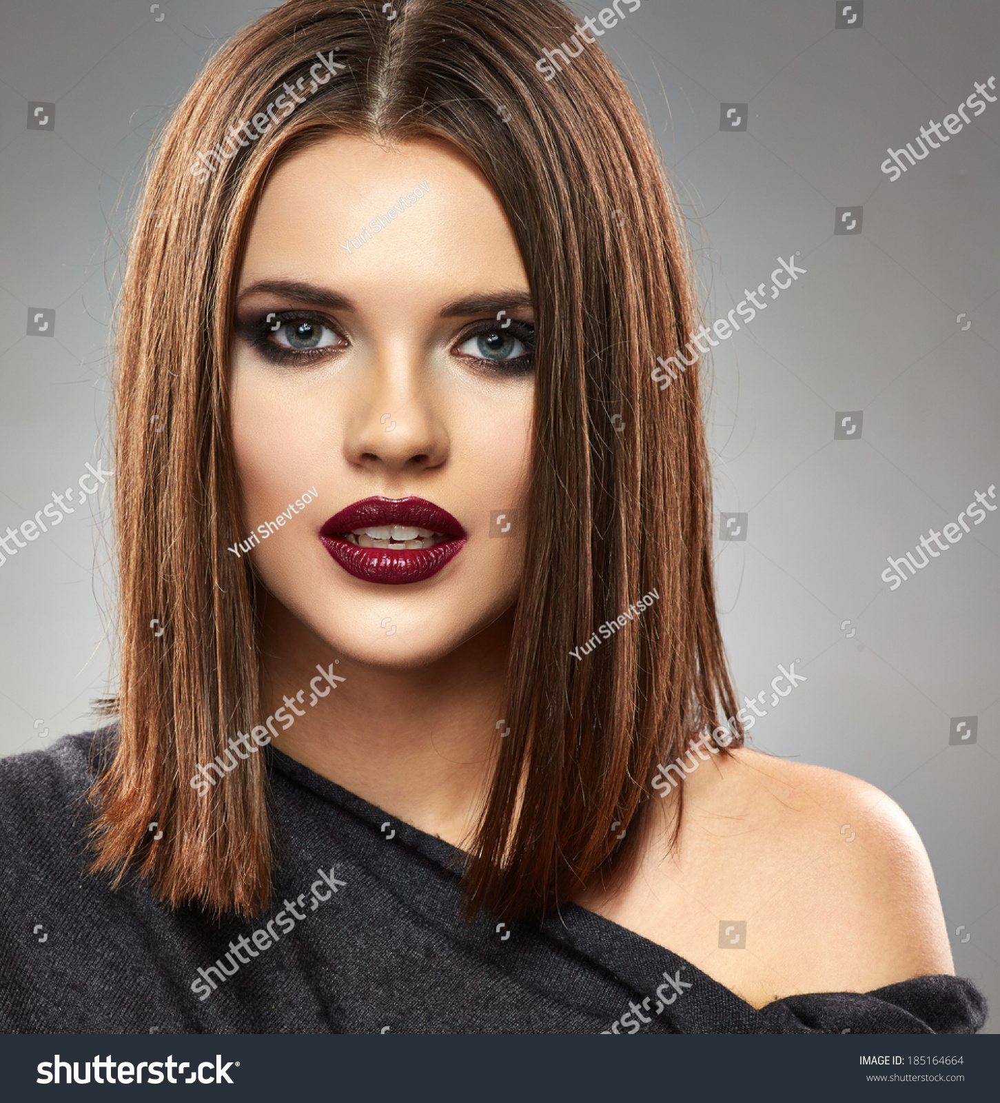 Beautiful Model Straight Hair Style Red Stock Photo Edit Now