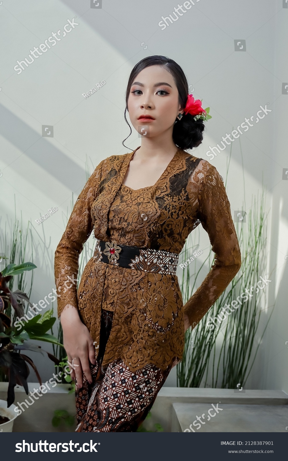 Beautiful Model Traditional Kebaya Clothes Indonesia Stock Photo ...