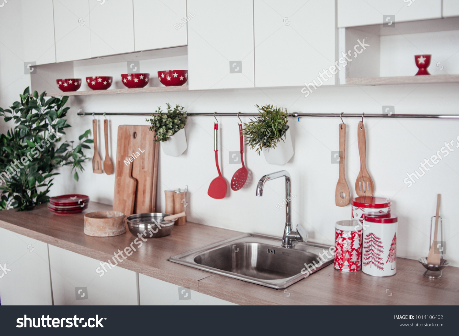 beautiful modern kitchen design kitchen utensils stock photo