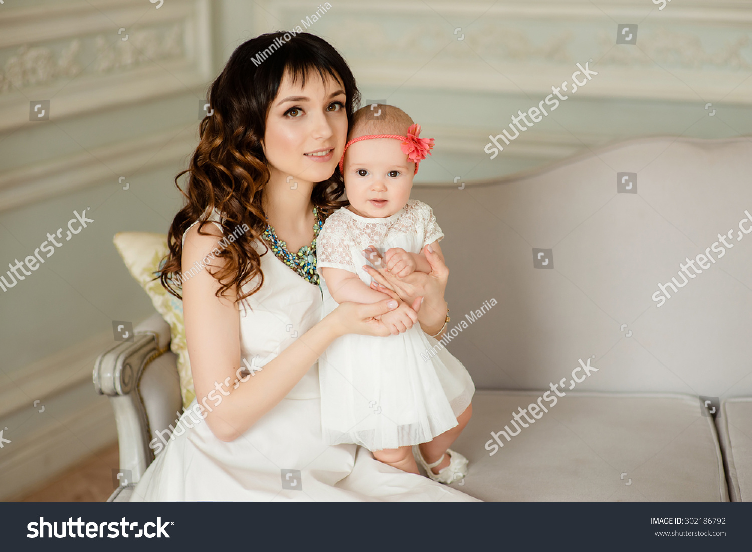 beautiful mom with cute baby