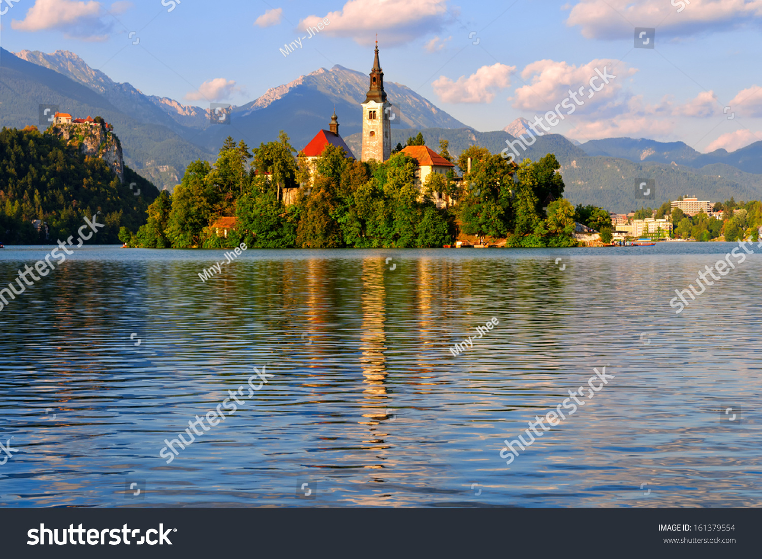 Beautiful Monastery On The Island In The Middle Of The Bled Lake In ...