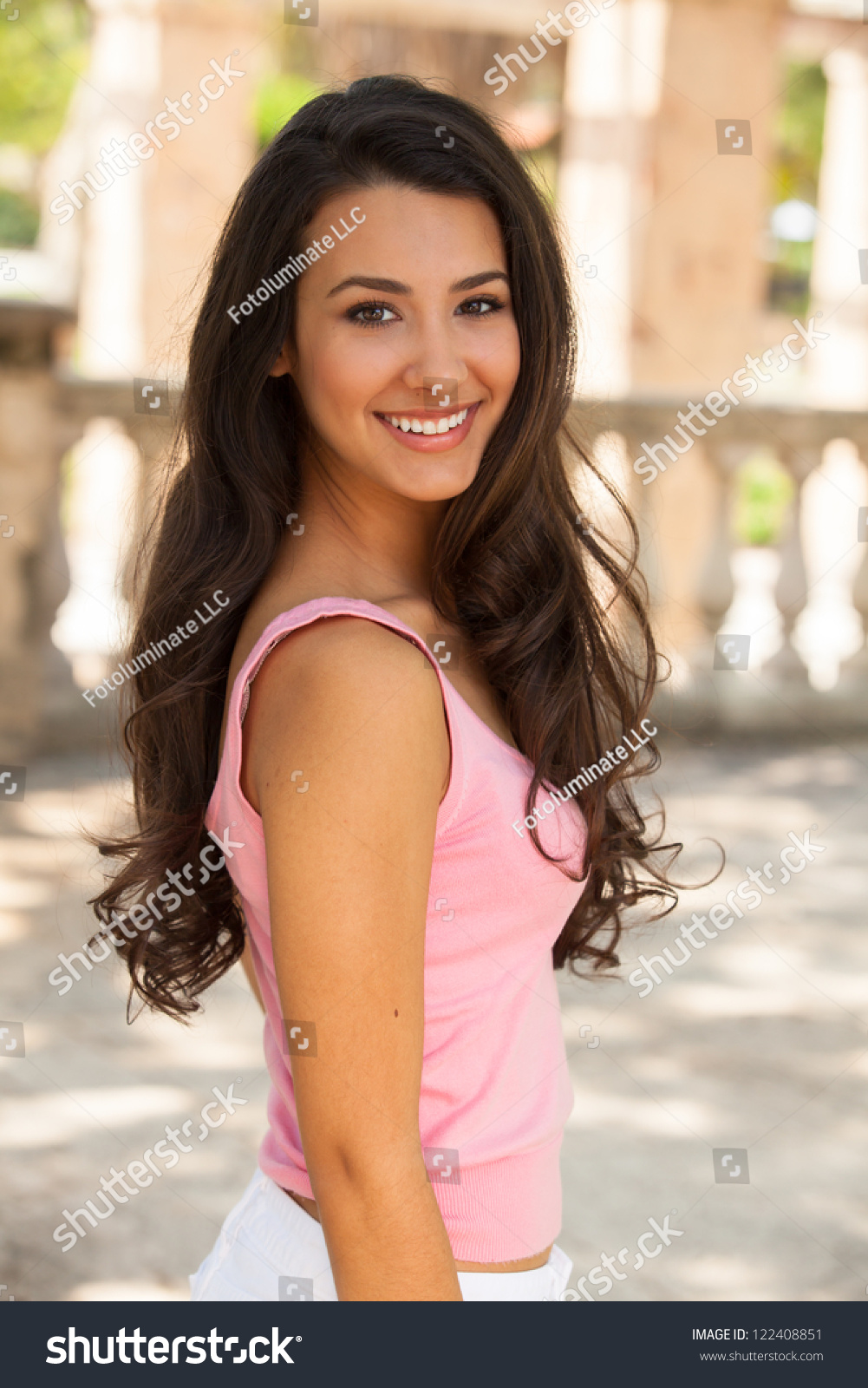 Beautiful Multicultural Young Woman Outdoor Portrait. Stock Photo ...